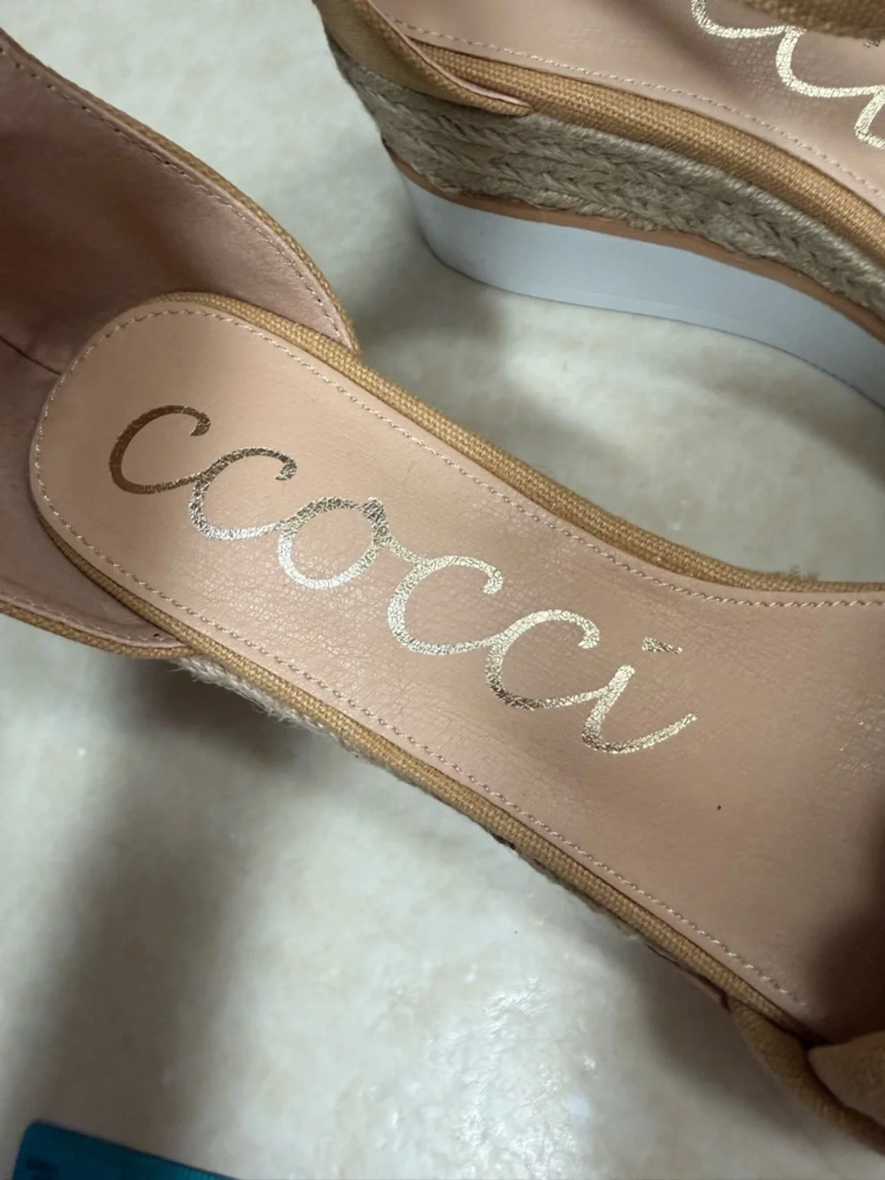 Ccocci Paloma Camel/Tan Braided Canvas Wedge Sandals 10